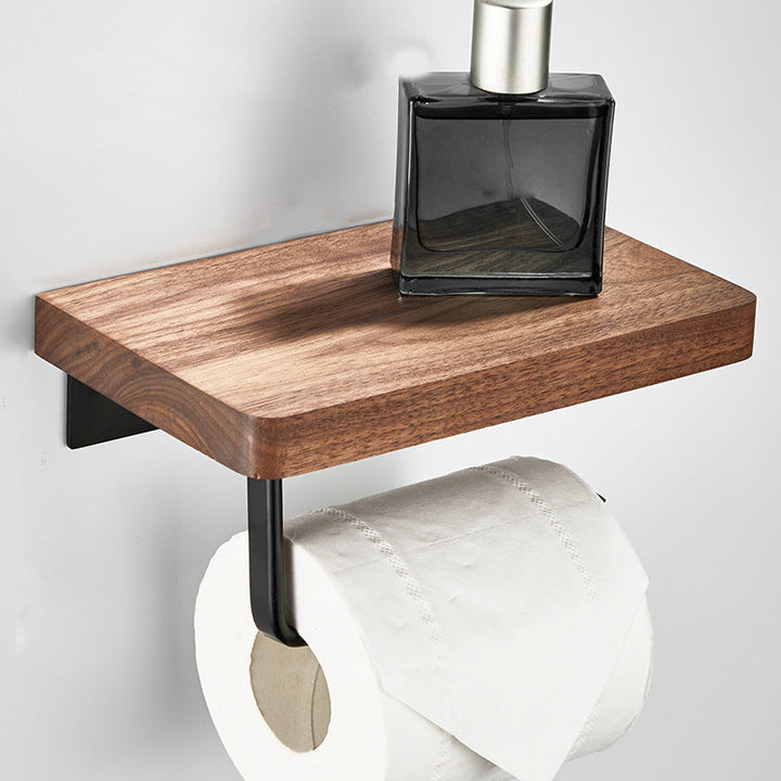 Lisslune | Wood and Aluminum Bath Accessory Set Black Bathroom Accessory Kit