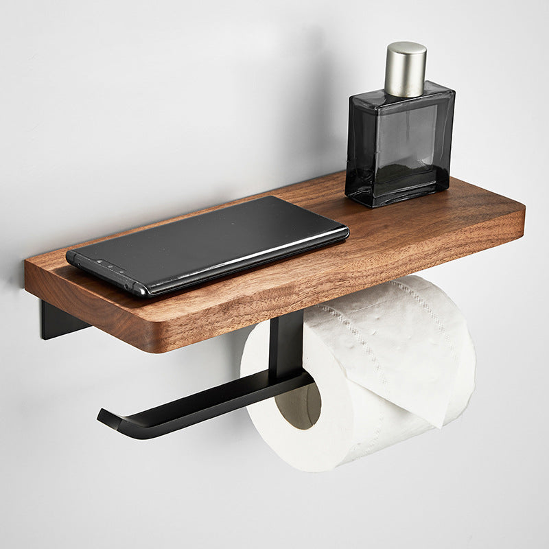 Lisslune | Wood and Aluminum Bath Accessory Set Black Bathroom Accessory Kit