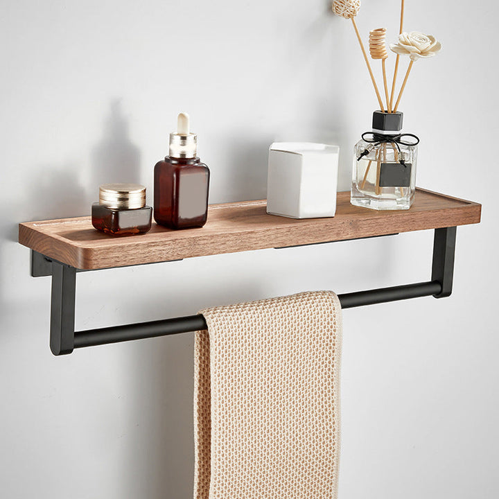 Lisslune | Wood and Aluminum Bath Accessory Set Black Bathroom Accessory Kit