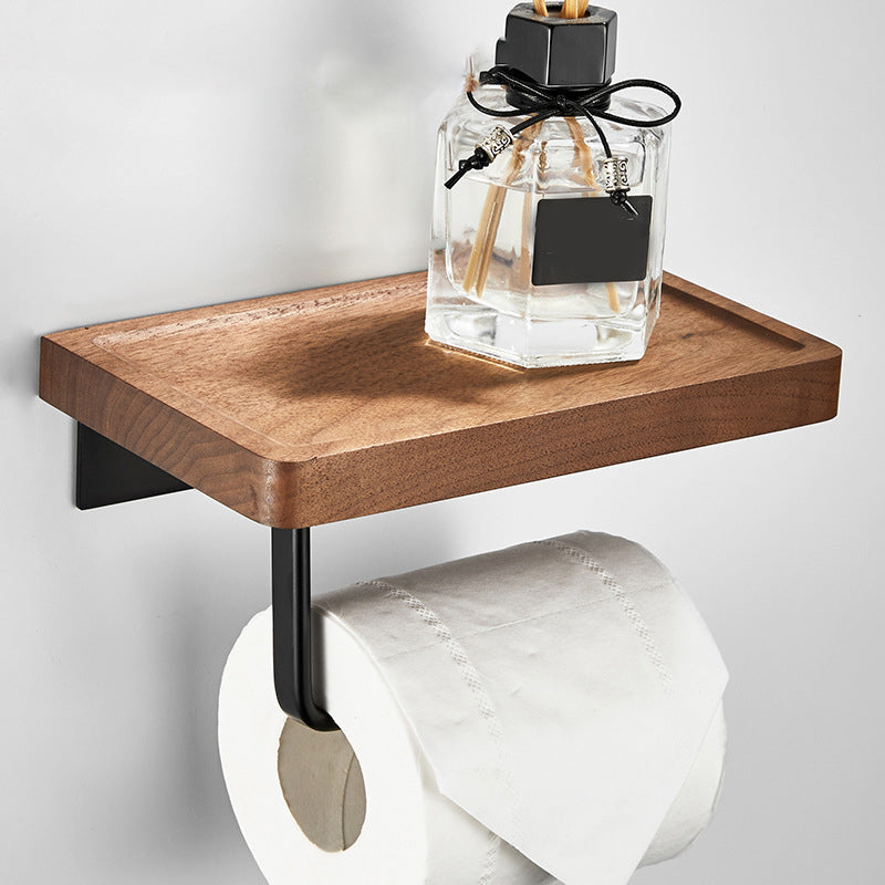 Lisslune | Wood and Aluminum Bath Accessory Set Black Bathroom Accessory Kit
