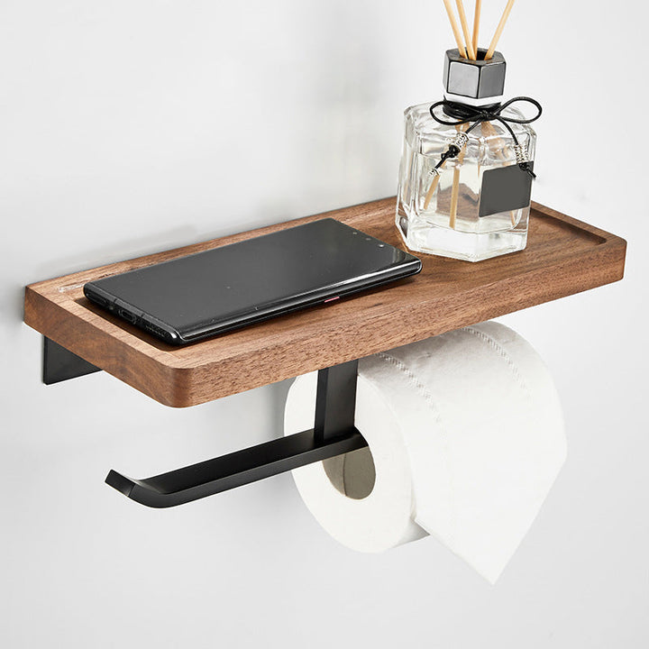 Lisslune | Wood and Aluminum Bath Accessory Set Black Bathroom Accessory Kit