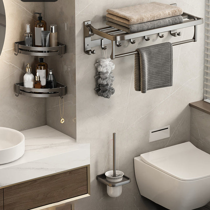 Lisslune | Contemporary Bathroom Accessory Set Grey Aluminum Bathroom Accessory Kit