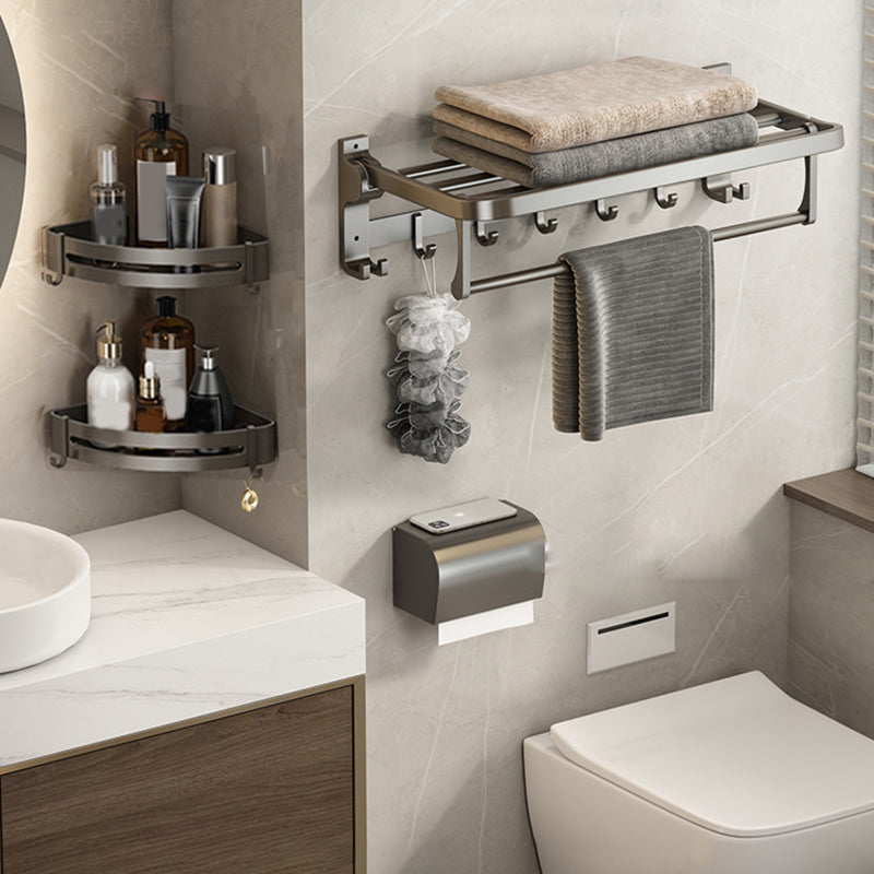 Lisslune | Contemporary Bathroom Accessory Set Grey Aluminum Bathroom Accessory Kit