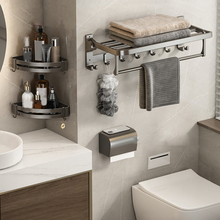 Lisslune | Contemporary Bathroom Accessory Set Grey Aluminum Bathroom Accessory Kit
