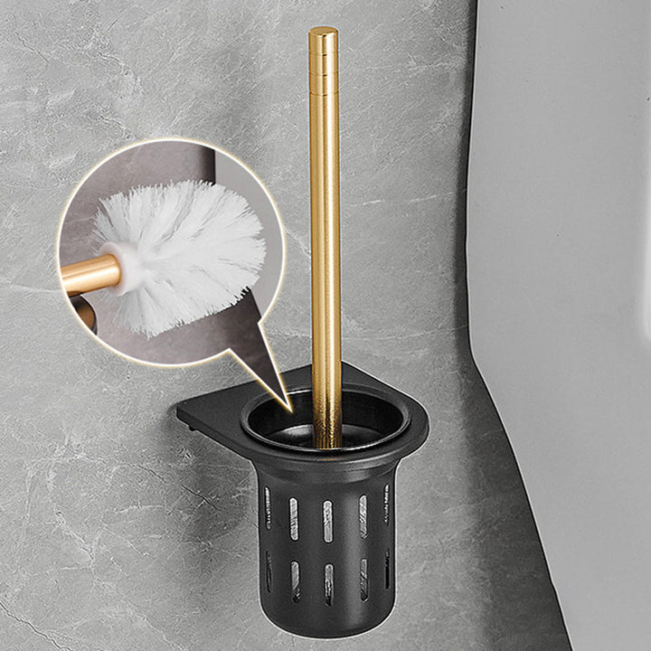 Lisslune | Contemporary Bath Accessories Set Black & Golden Bath Shelf/Towel Bar