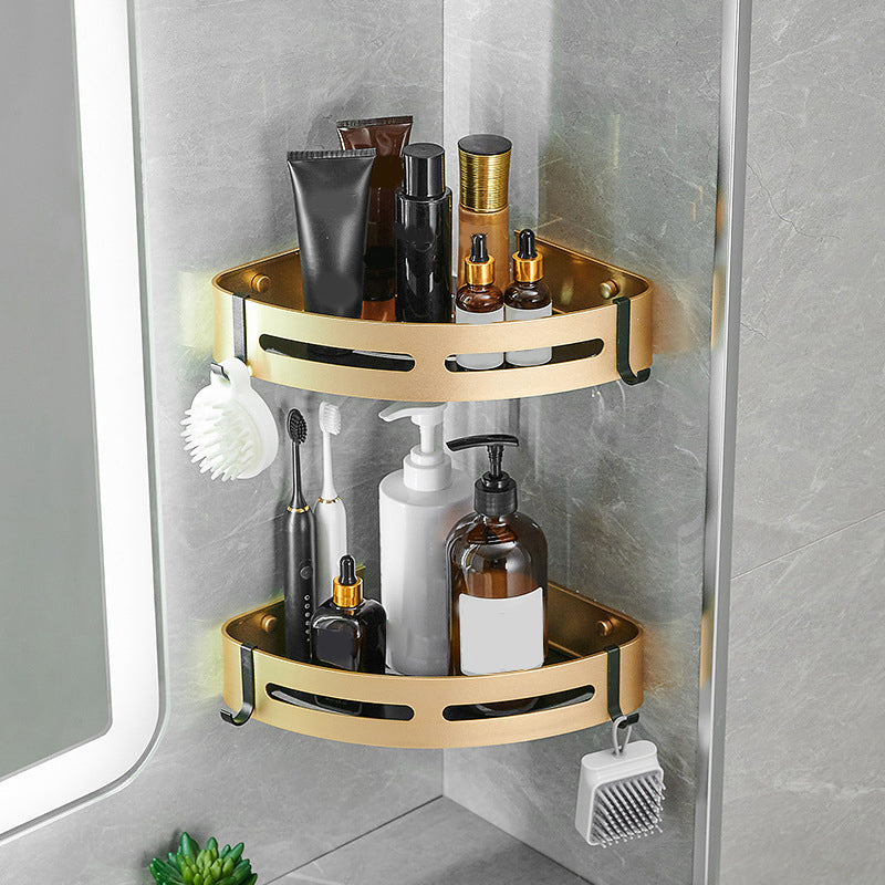 Lisslune | Contemporary Bath Accessories Set Black & Golden Bath Shelf/Towel Bar