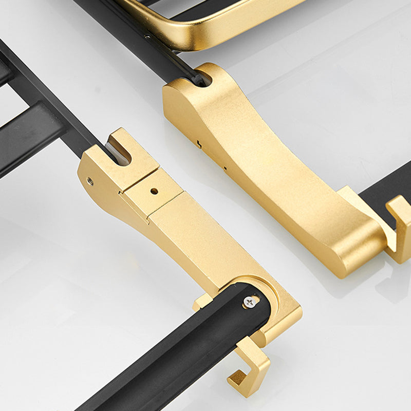 Lisslune | Contemporary Bath Accessories Set Black & Golden Bath Shelf/Towel Bar