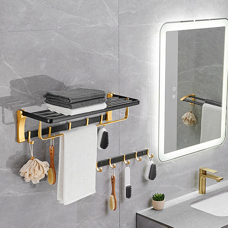Lisslune | Contemporary Bathroom Accessory Set Black & Golden Bath Shelf/Towel Bar