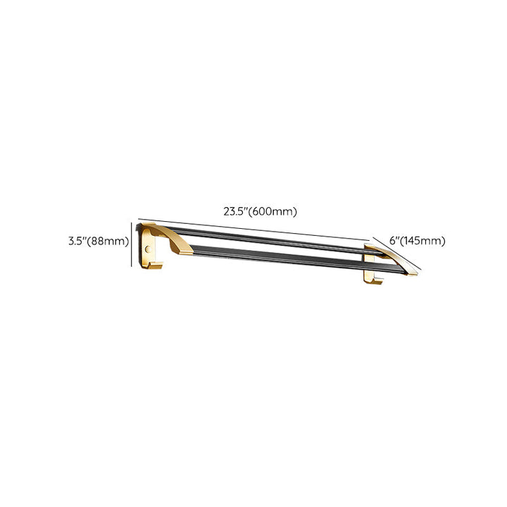 Lisslune | Contemporary Bath Accessories Set Black & Golden Bath Shelf/Towel Bar