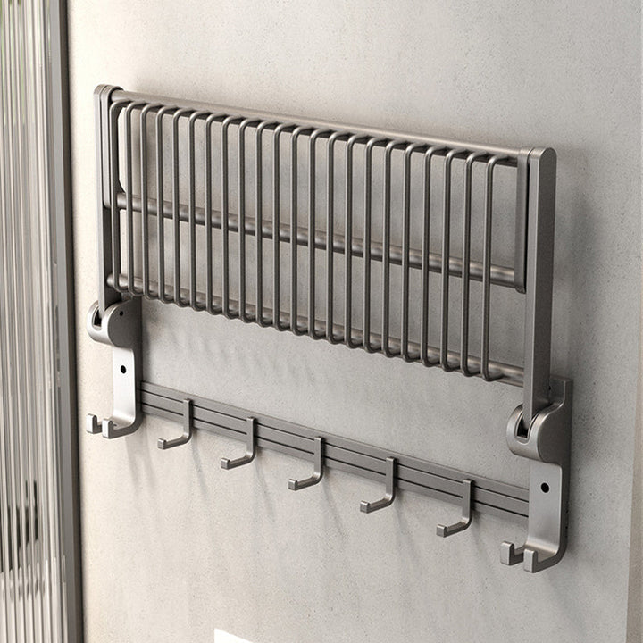 Lisslune | Gray contemporary bathroom accessory set Bathroom shelf/towel holder & bathrobe hook incl.