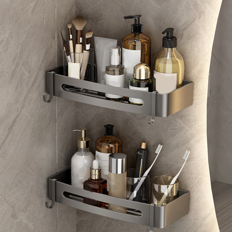 Lisslune | Gray contemporary bathroom accessory set Bathroom shelf/towel holder & bathrobe hook incl.