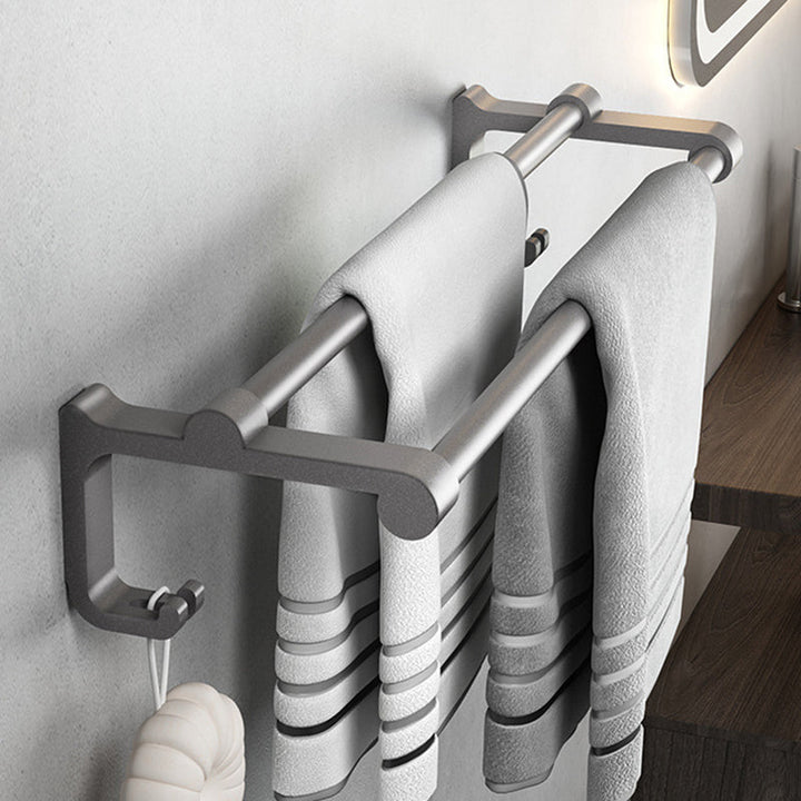 Lisslune | Gray contemporary bathroom accessory set Bathroom shelf/towel holder & bathrobe hook incl.