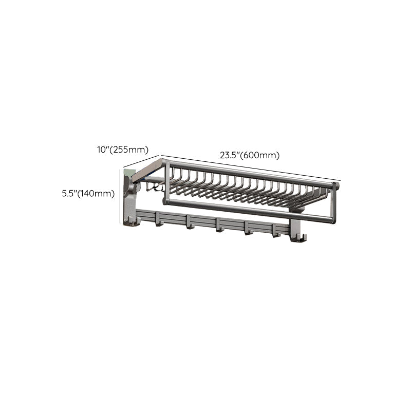 Lisslune | Gray contemporary bathroom accessory set Bathroom shelf/towel holder & bathrobe hook incl.