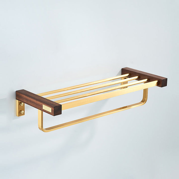 Lisslune | Wood and Aluminum Bath Hardware Set Golden Bathroom Accessories Set