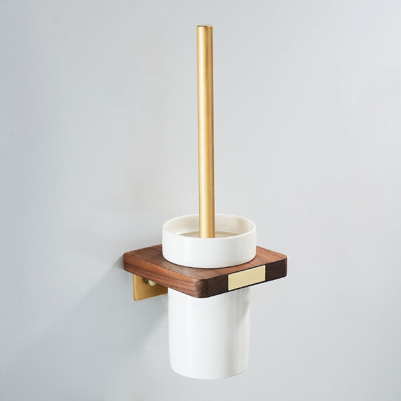 Lisslune | Wood and Aluminum Bath Hardware Set Golden Bathroom Accessories Set