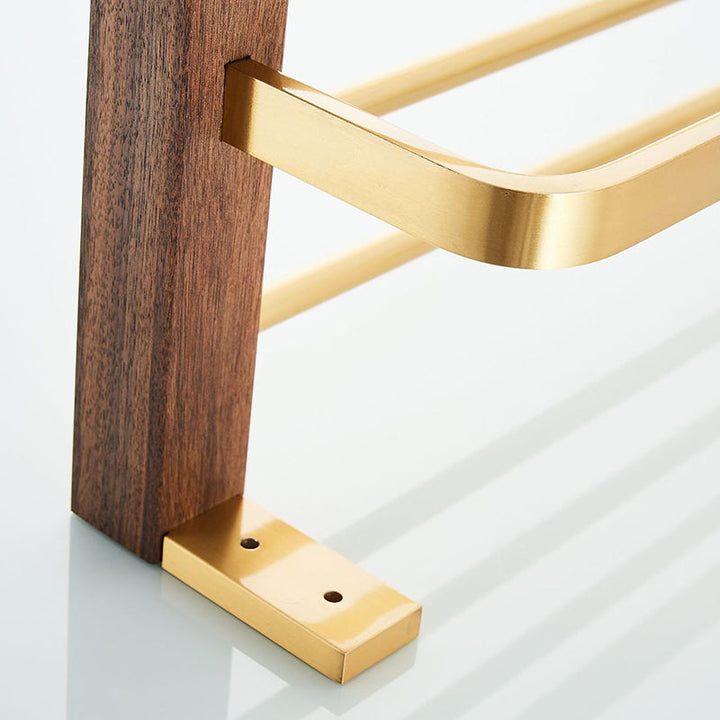 Lisslune | Wood and Aluminum Bath Hardware Set Golden Bathroom Accessories Set