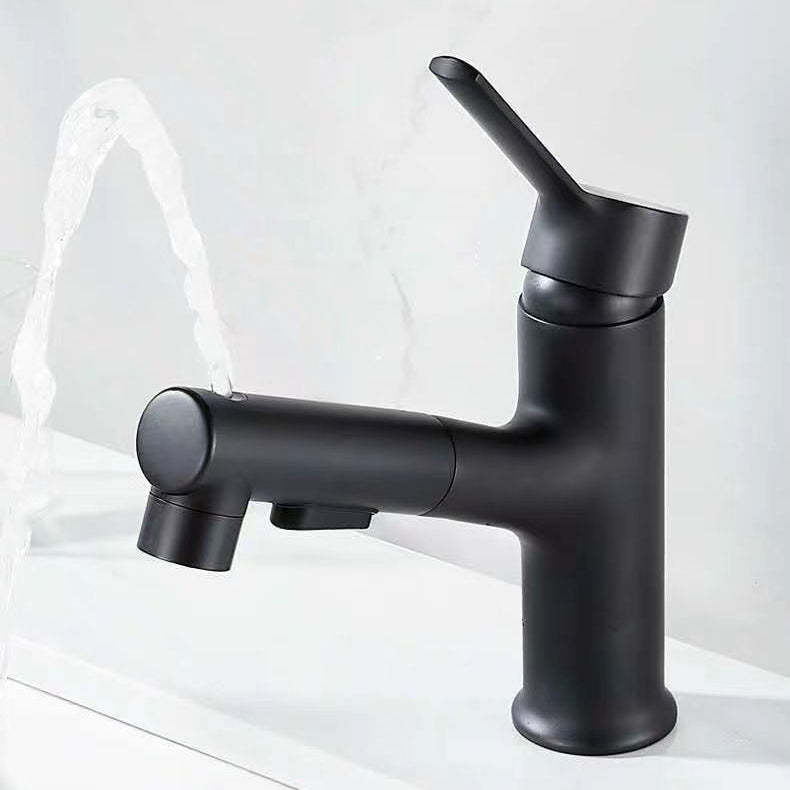 Lisslune | Modern sink faucet copper 1-handle low arc pull-out sink faucet for bathroom