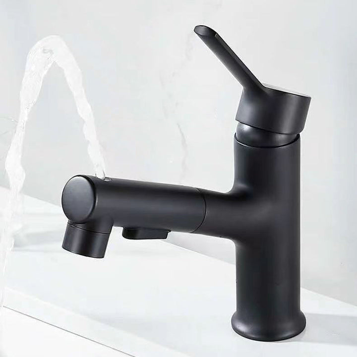 Lisslune | Modern sink faucet copper 1-handle low arc pull-out sink faucet for bathroom