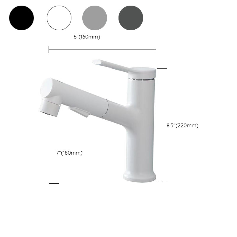Lisslune | Modern sink faucet copper 1-handle low arc pull-out sink faucet for bathroom