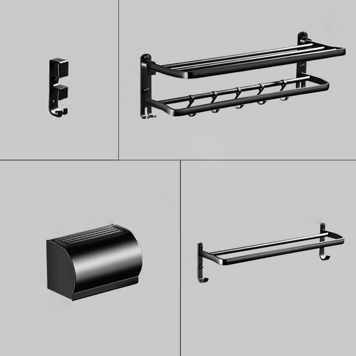 Lisslune | Modern Aluminum Bathroom Hardware Set Black Bathroom Accessories Set