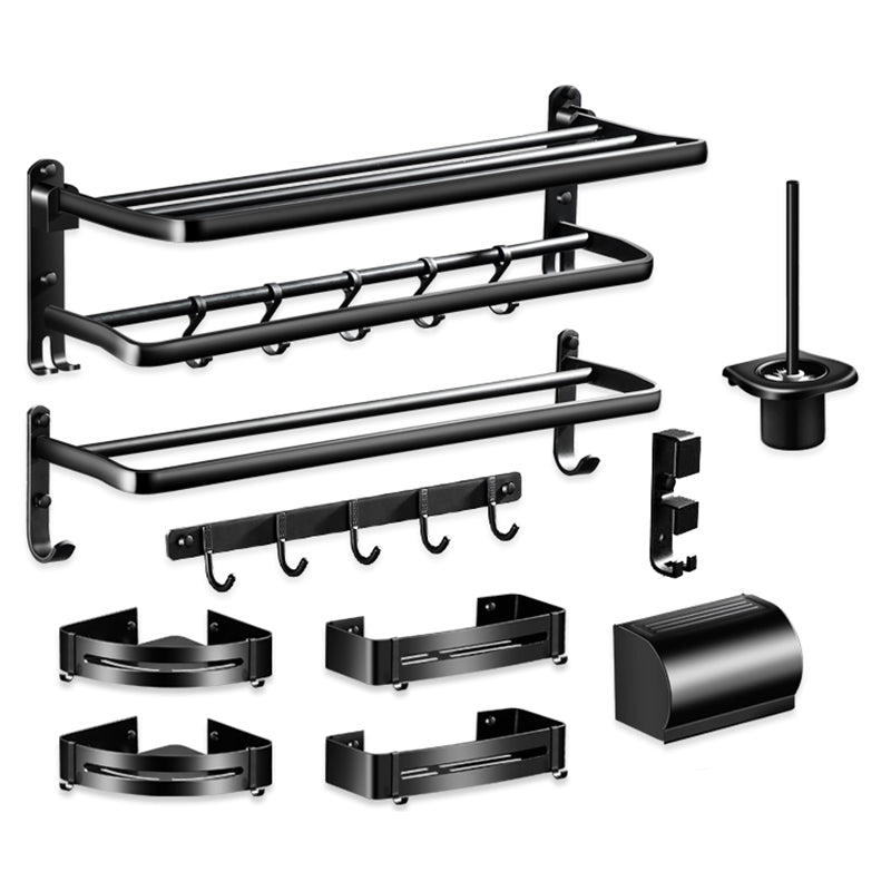 Lisslune | Modern Aluminum Bathroom Hardware Set Black Bathroom Accessories Set