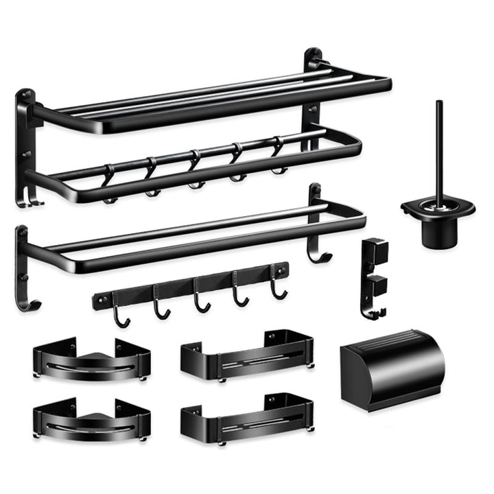 Lisslune | Modern Aluminum Bathroom Hardware Set Black Bathroom Accessories Set
