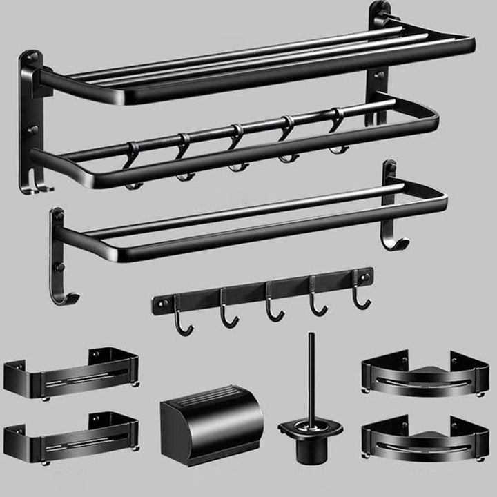 Lisslune | Modern Aluminum Bathroom Hardware Set Black Bathroom Accessories Set