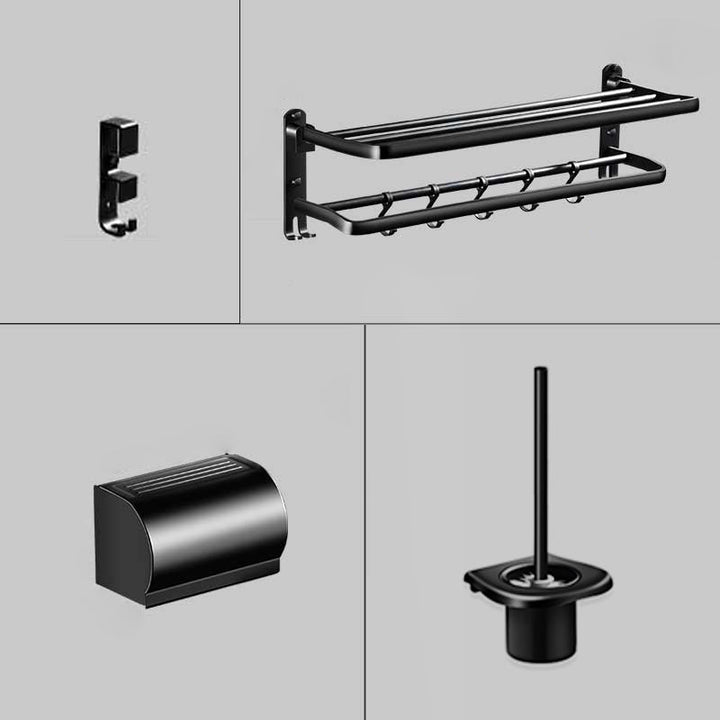 Lisslune | Modern Aluminum Bathroom Hardware Set Black Bathroom Accessories Set