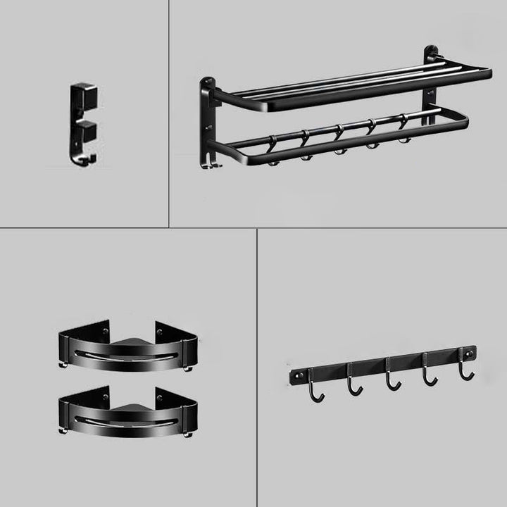 Lisslune | Modern Aluminum Bathroom Hardware Set Black Bathroom Accessories Set