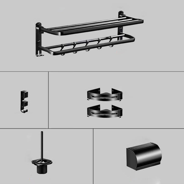 Lisslune | Modern Aluminum Bathroom Hardware Set Black Bathroom Accessories Set