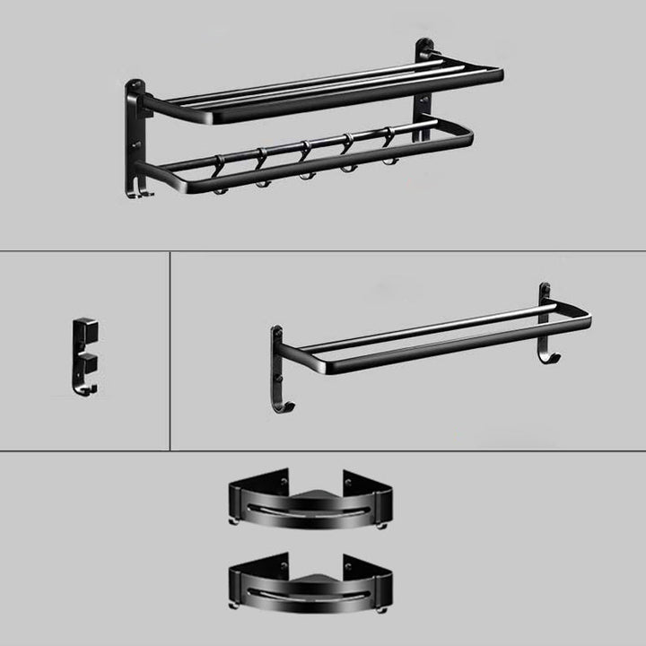 Lisslune | Modern Aluminum Bathroom Hardware Set Black Bathroom Accessories Set