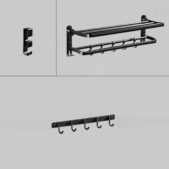 Lisslune | Modern Aluminum Bathroom Hardware Set Black Bathroom Accessories Set