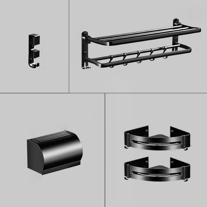 Lisslune | Modern Aluminum Bathroom Hardware Set Black Bathroom Accessories Set