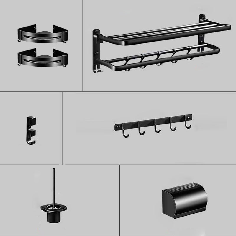 Lisslune | Modern Aluminum Bathroom Hardware Set Black Bathroom Accessories Set