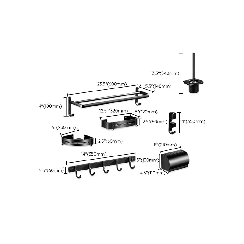 Lisslune | Modern Aluminum Bathroom Hardware Set Black Bathroom Accessories Set