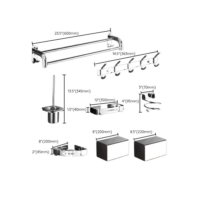 Lisslune | Modern Stainless Steel Bathroom Set Silver Bathroom Accessory Set
