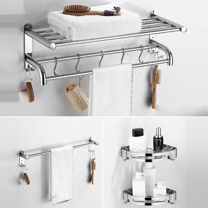 Lisslune | Modern Bathroom Accessory Set Stainless Steel Bathroom Shelf Bathroom Set