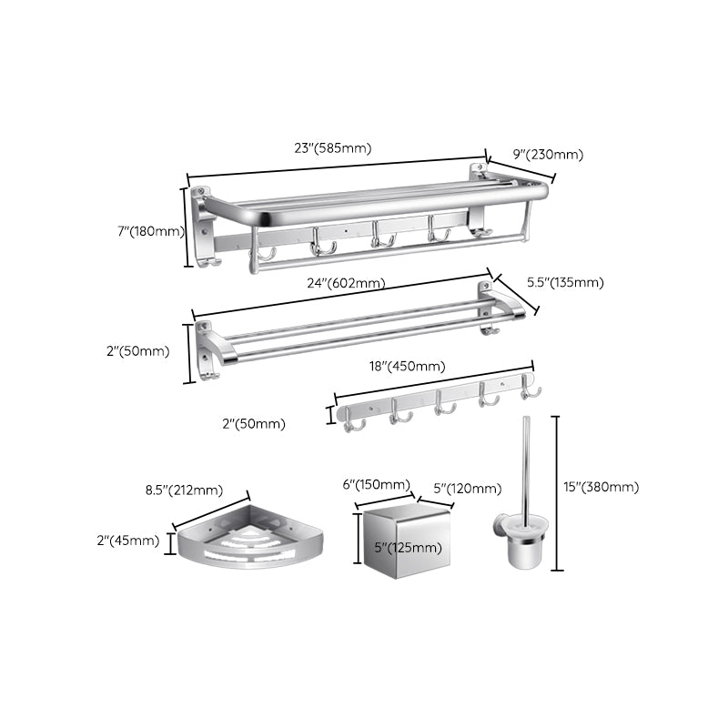 Lisslune | Modern Silver Bathroom Fixtures Set Metal Bathroom Accessories Kit
