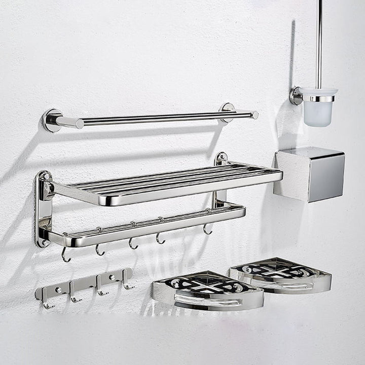 Lisslune | Modern Steel Bathroom Accessories Set Silver Bathroom Accessories Kit