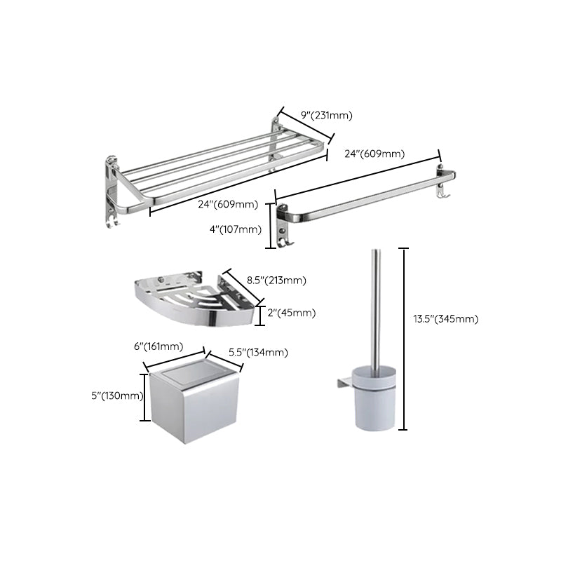 Lisslune | Modern Steel Bathroom Accessories Set Silver Bathroom Accessories Kit