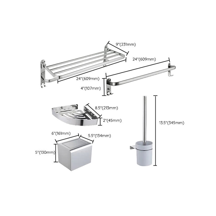 Lisslune | Modern Steel Bathroom Accessories Set Silver Bathroom Accessories Kit