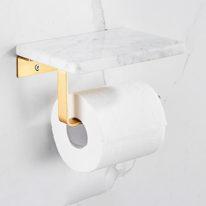 Lisslune | Marble & Brass Bathroom Accessories Set Golden Bathroom Accessories Kit