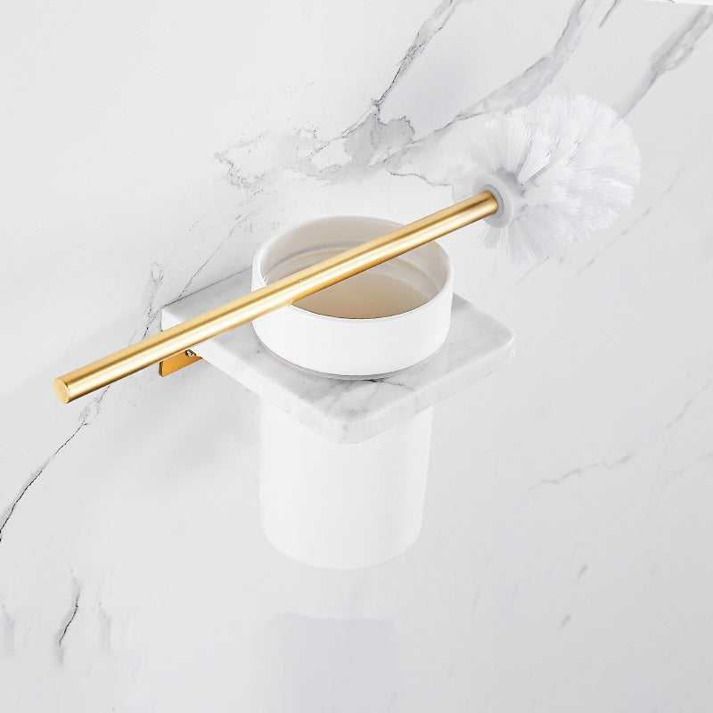 Lisslune | Marble & Brass Bathroom Accessories Set Golden Bathroom Accessories Kit