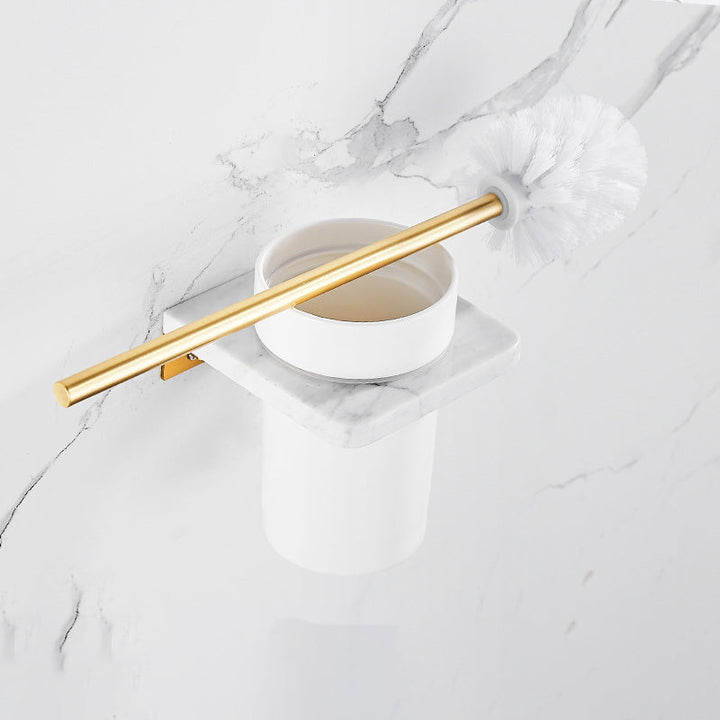 Lisslune | Marble & Brass Bathroom Accessories Set Golden Bathroom Accessories Kit