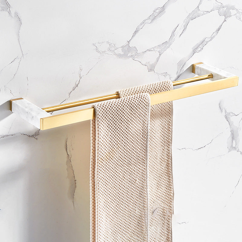 Lisslune | Marble & Brass Bathroom Accessories Set Golden Bathroom Accessories Kit