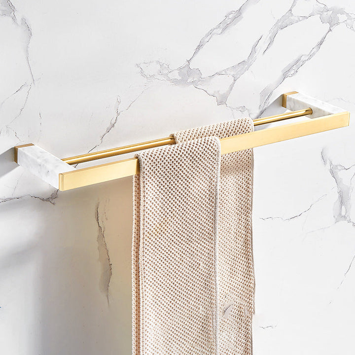 Lisslune | Marble & Brass Bathroom Accessories Set Golden Bathroom Accessories Kit