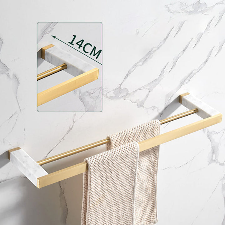 Lisslune | Marble & Brass Bathroom Accessories Set Golden Bathroom Accessories Kit