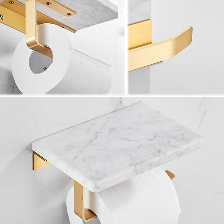 Lisslune | Marble & Brass Bathroom Accessories Set Golden Bathroom Accessories Kit