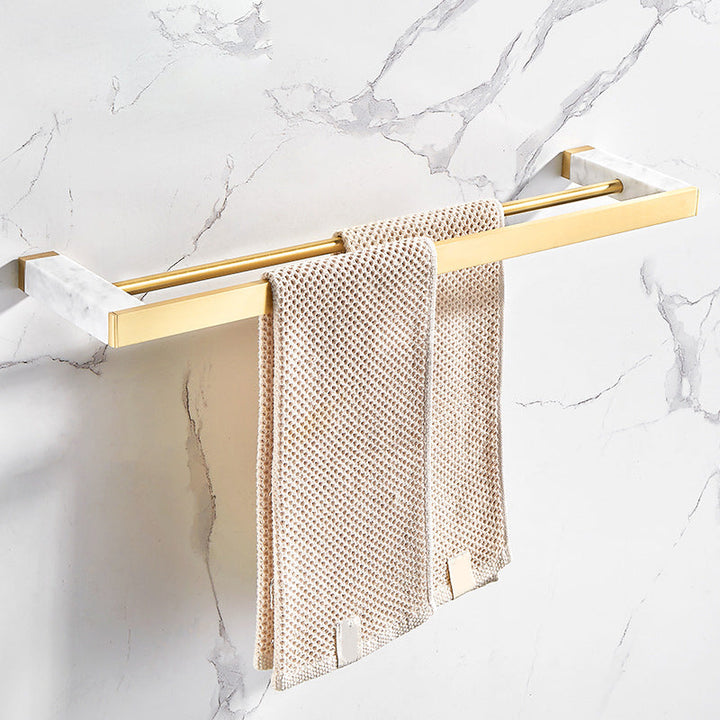 Lisslune | Marble & Brass Bathroom Accessories Set Golden Bathroom Accessories Kit