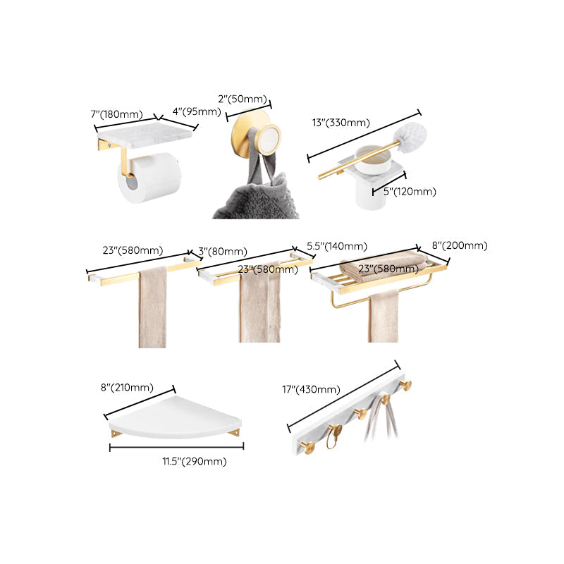 Lisslune | Marble & Brass Bathroom Accessories Set Golden Bathroom Accessories Kit